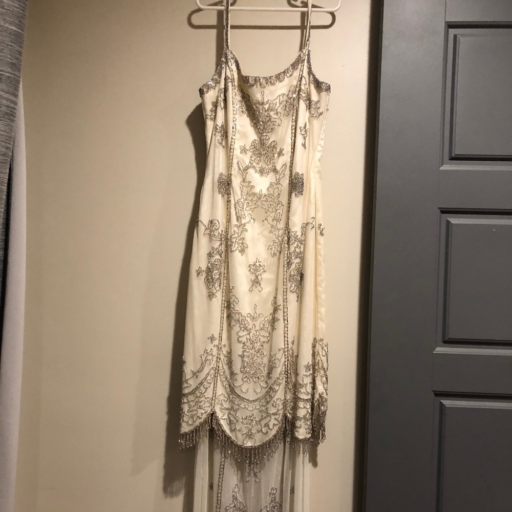 Cache Cream and Silver Embellished Wedding Dress